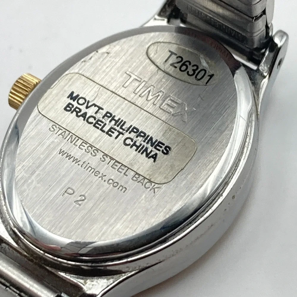 Timex Cavatina Watch Women 21mm Gold Silver Tone Stretch Band New Battery 6.25